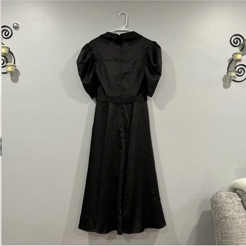 Mac Duggal 26628 Black Satin Midi Dress 4 - Picture 8 of 8